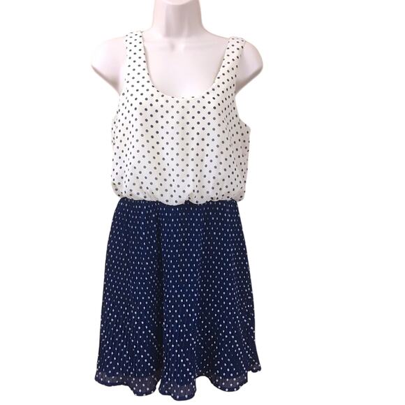 Urban Outfitter’s Pins & Needles Navy Polka Dot Dress Adorable Fit & Flare - Picture 1 of 16